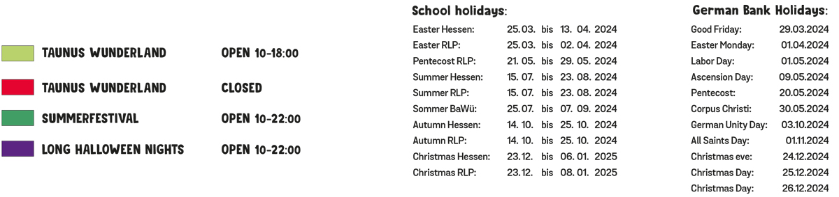 Opening hours legend